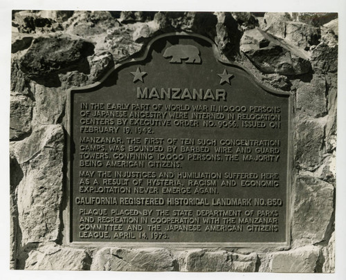 Manzanar plaque