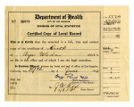 Standard certificate of birth