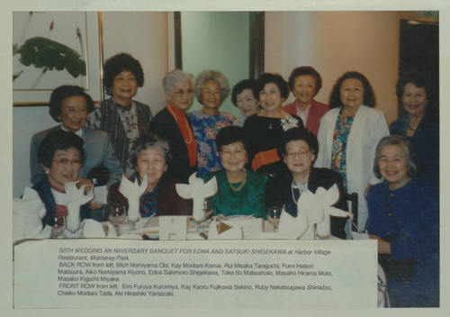 50th wedding anniversary banquet for Edna and Satsuki Shigekawa at Harbor Village restaurant, Monterey Park