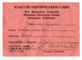 Evacuee identification card, Sumajiro Harada