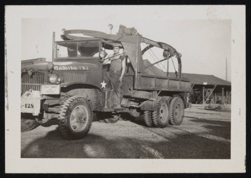 Leo Ryoichi Meguro on military vehicle