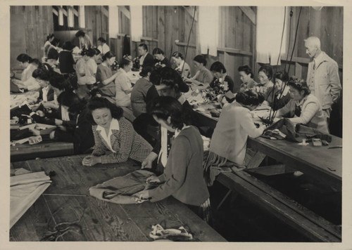 Sewing class at Poston incarceration camp