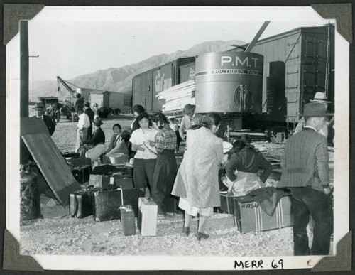 Lone Pine depot, some arrived by train