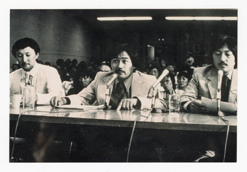 Roy Nakano, Alan Nishio, and Mike Murase at CWRIC hearing