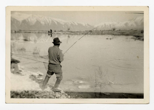 George Yoshizumi Takahashi fishing in Utah Lake