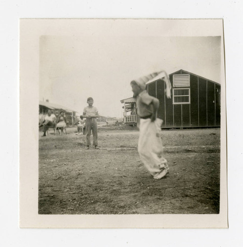 Sack race in Jerome camp