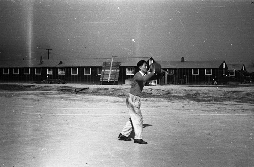 Man with ball in Jerome camp