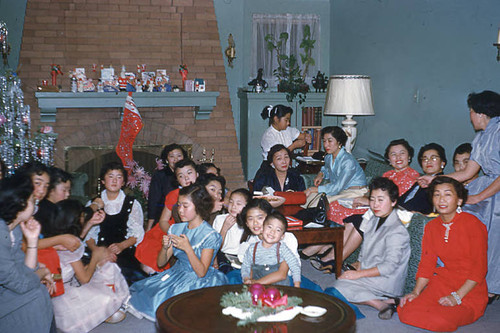 Women and children at Little Miss Christmas party
