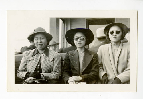 Emiko, Fumiko, and Kikuye on a ferry for Treasure Island