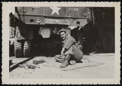 U.S. Army mechanic at motor pool