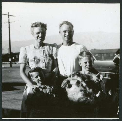 Photograph of Dr. Morse Little and family getting ready to depart