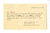 Note from Local Board No. 277, Selective Service System, to George Naohara, December 11, 1944