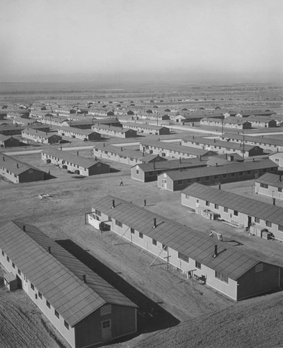 [Aerial view of section of emergency center at Granada incarceration camp]