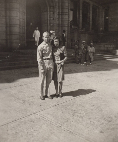 Japanese American serviceman and woman