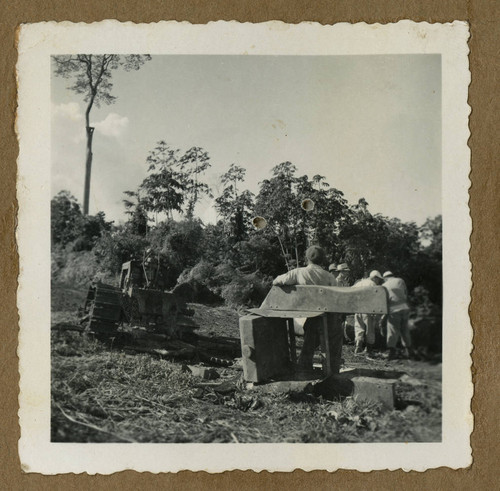 Japanese Peruvians with a logging equipment