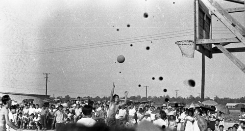 Basketball game in Jerome camp