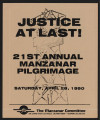 Justice at last! 21st annual Manzanar pilgrimage, Saturday, April 28, 1990