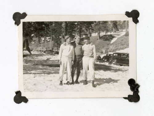 Young men visiting the snow