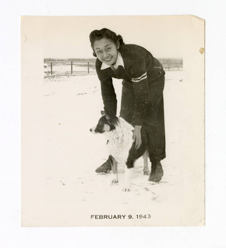 Sumiko Dorothy Tanabe in the snow at Granada camp