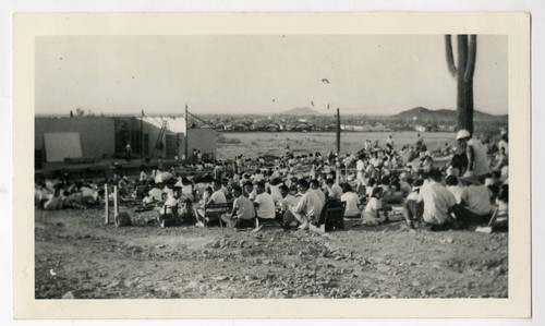 Outdoor stage at the Gila River incarceration camp