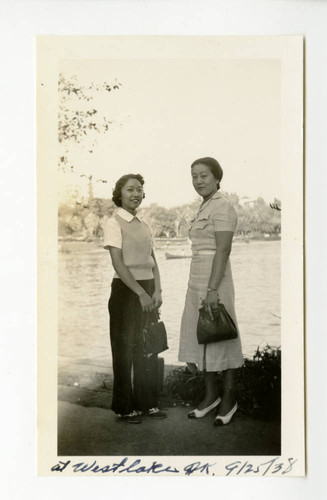 Emiko Katayama with her friend at Westlake Park