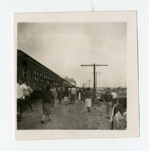 Train leaving the Jerome camp