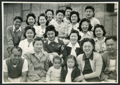 Photograph of a group of people at Manzanar