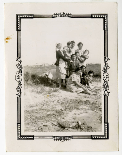 Kiyoko Maeda Yoshioka with friends on a beach on Terminal Island