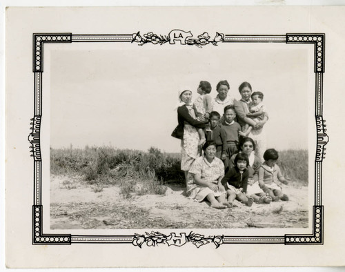 Kiyoko Maeda Yoshioka on a beach outing with friends on Terminal Island