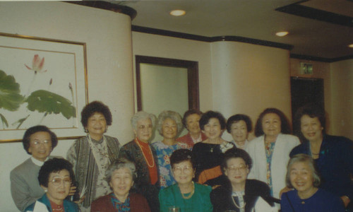 Kay Komai with others at Satsuki and Edna Shigekawa's 50th anniversary party