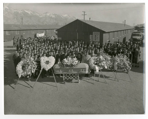 Exterior photograph of a funeral for Shizuye Sano