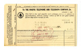 Bill and receipt from the Pacific Telephone and Telegraph Company