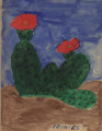 Blooming cactus flower watercolor