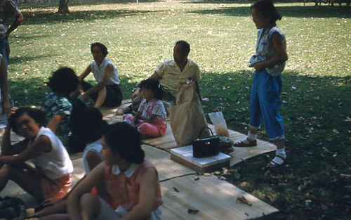 Men, women, and children at Little Miss picnic