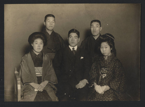 Haruye Fujiwara with brothers, friend, and Bunzo