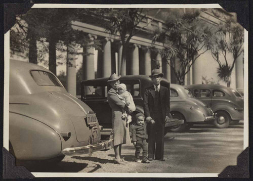 Family standing outside