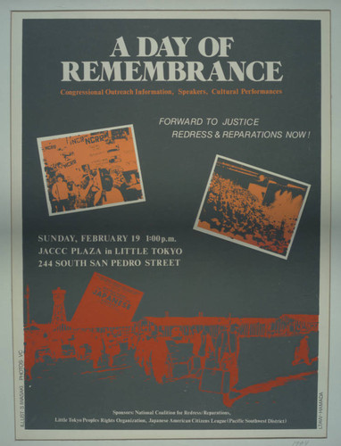 Day of remembrance, congressional outreach information, speakers, cultural performances