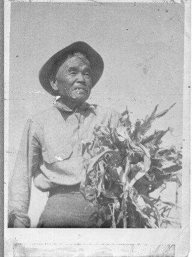 Kumekichi Ishibashi Carrying a Bundle of Weeds