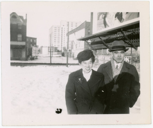 Aya and Masaaki Narita in snow