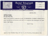 Postal telegraph from Ernest Besig, Director, American Civil Liberties Union of Northern California, to Clifford Forster, April 9, 1943