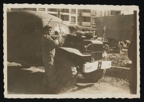 Leo Ryoichi Meguro with military vehicle