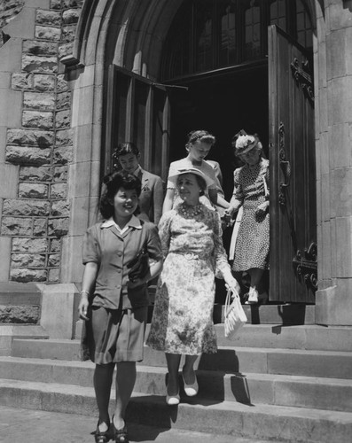 [Former incarcerees leaving Central Methodist Church, Detroit, Michigan]