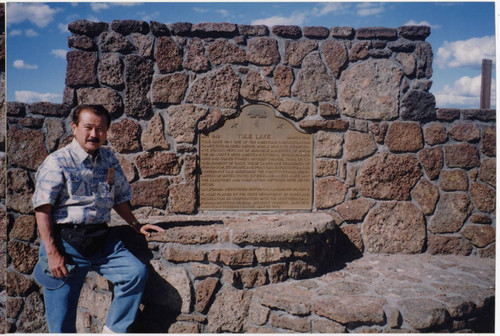 Geoge Nakano at Tule Lake historical plaque