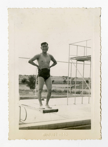 Man on diving board