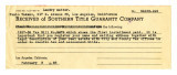 Receipt from Southern Title Guaranty Company to Fumio Takano, February 8, 1938