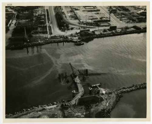 Aerial view of naval drydocks