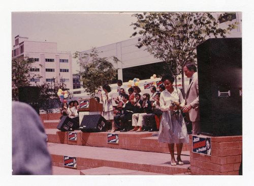 Speaker at Rainbow Coalition Jesse Jackson rally