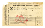 Bill and receipt from the Pacific Telephone and Telegraph Company