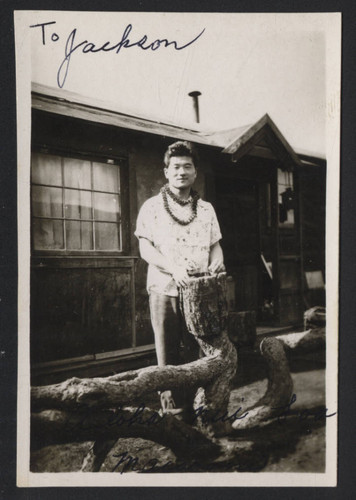 Member of the Paradise Melodiers band at Tule Lake