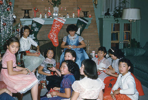 Woman and girls at Little Miss Christmas party